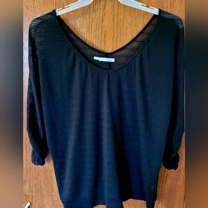 Maurices Black Relaxed Blouse with Three-Quarter Sleeves
